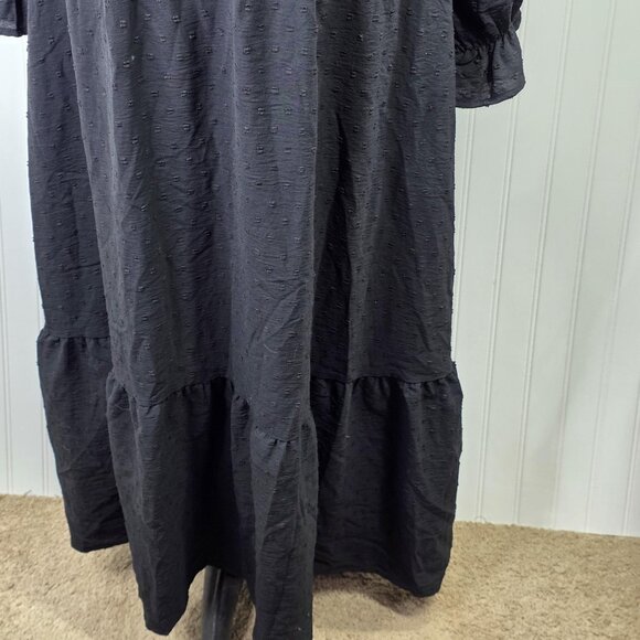 Black Maxi Dress Women L Black Swiss Dot Long Sleeve Ruffle Cottage Prairie NEW - Picture 5 of 14